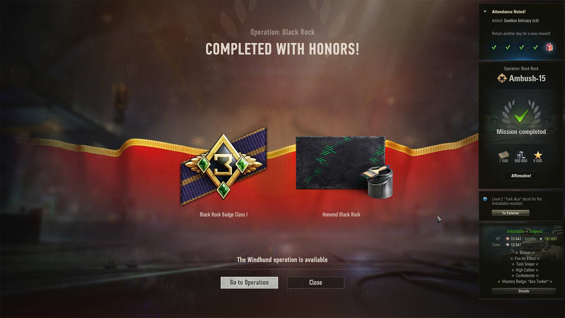 Black Rock - Ambush 15 + all missions badge